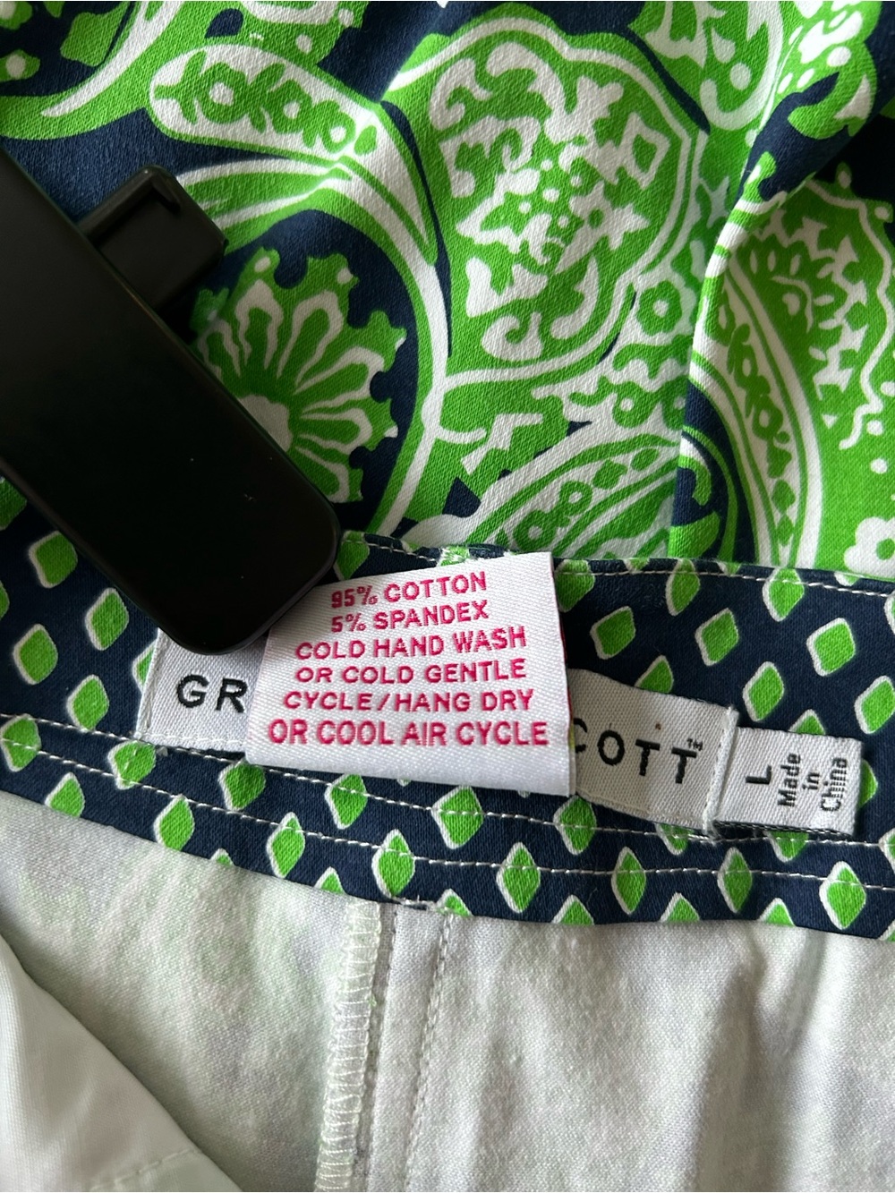 Gretchen Scott Designs Navy and Lime Green Paisley Pant - Picture 3 of 10